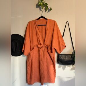 Elegant Orange Women's Cape Jacket